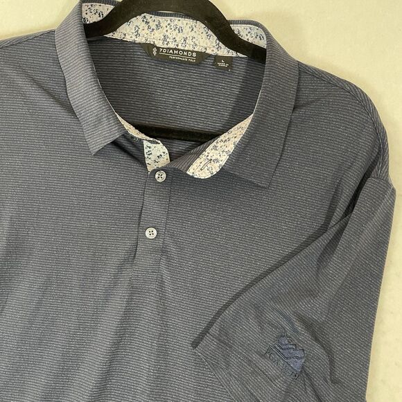 7Diamonds Polo Shirt Mens Large Navy Blue Dawn Patrol Performance Golf Athletic - Picture 1 of 6